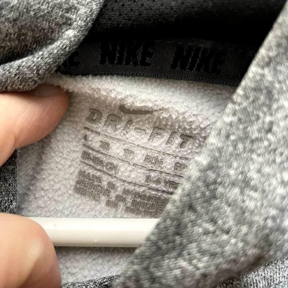 Nike Dri-Fit Toddler SZ 4 XS Hoodie Heathered Gray & Black Pull Over